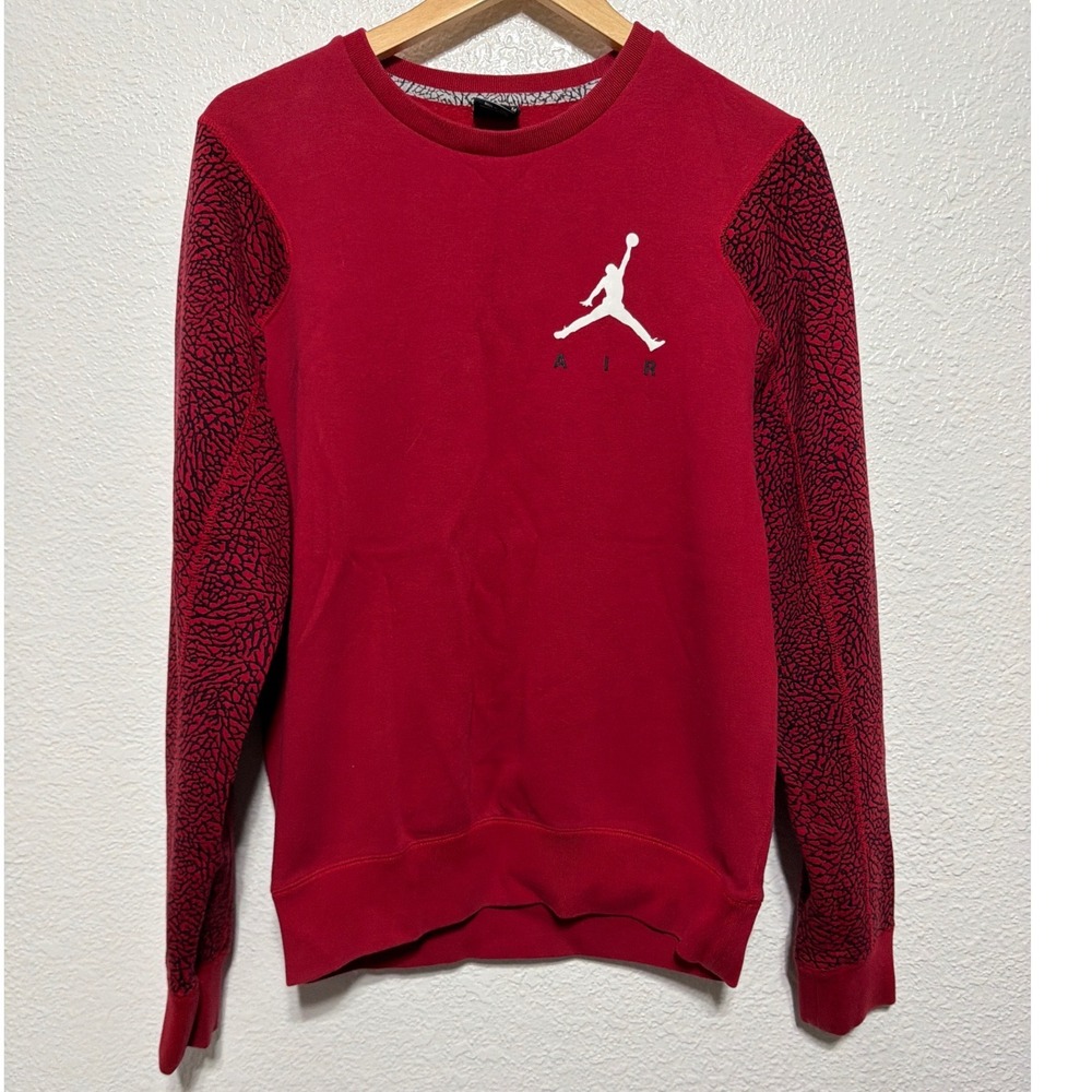 Jordan Mens Red Elephant Print Jumpman Air Crewneck Sweatshirt Medium